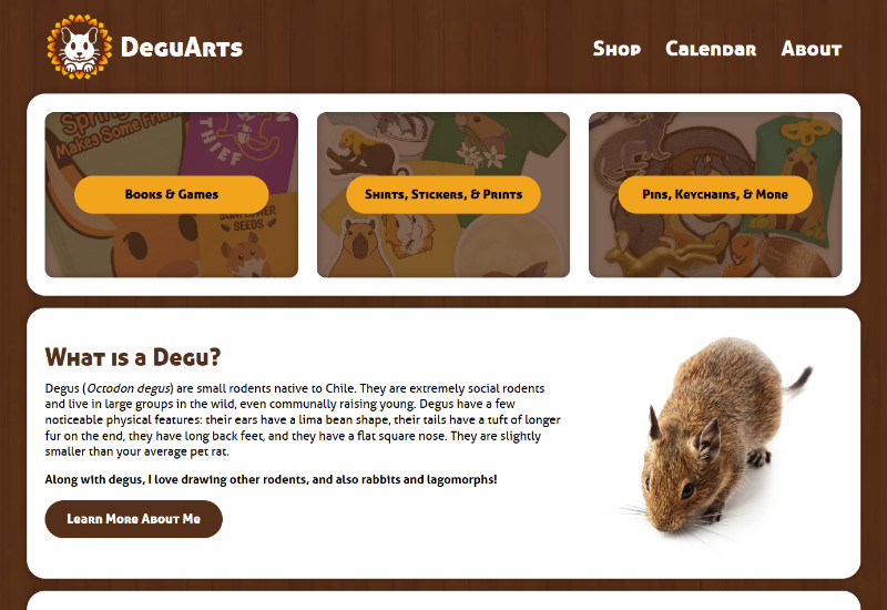 DeguArts Desktop Website Screenshot