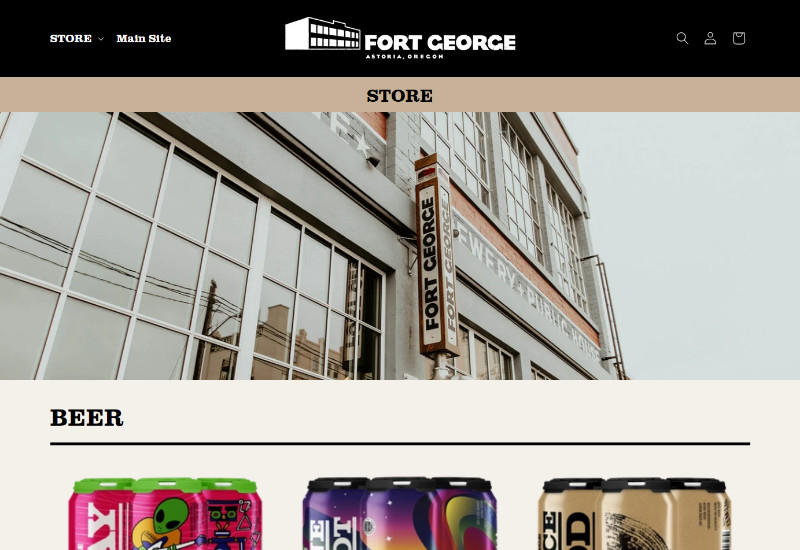 Fort George Brewery Store Desktop Website Screenshot